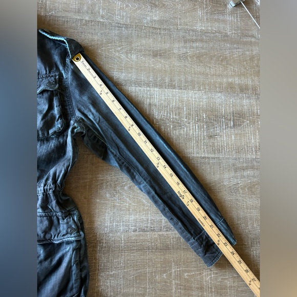 Free People Double Cloth Jacket Military Drawstring XS Distressed Wash Gray NEW - Picture 7 of 11